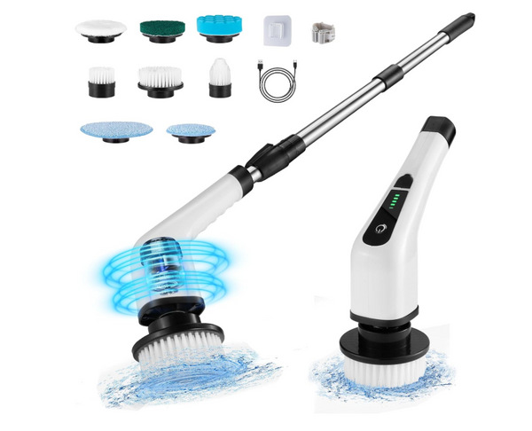 Cordless Electric Spin Scrubber with Multiple Brush Heads