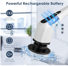 Cordless Electric Spin Scrubber with Multiple Brush Heads