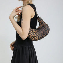 Leopard Print Crescent Shoulder Bag, Street Style, Trendy