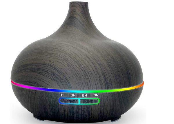 SKY-TOUCH Essential Oil Diffuser, 550ml Oil Diffuser with 4 Timer, Aromatherapy Diffuser with Auto Shut-off Function, Cool Mist Humidifier BPA-Free for Bedroom Home (Dark Brown)