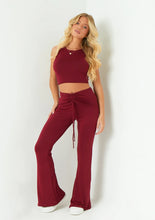 Carmen Wine Ruched Front Fold Over Trouser