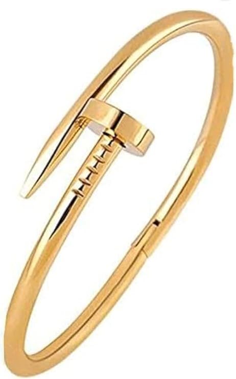 Gold Nail Bangle Bracelet – Modern Minimalist Design
