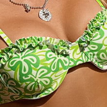 Green Floral Ruffle Bikini Set - BEAUTY BAR