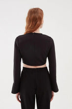 H&M Pleated Crop Blouse Black - BEAUTY BAR