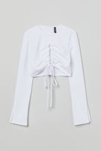 H&M Pleated Crop Blouse White - BEAUTY BAR