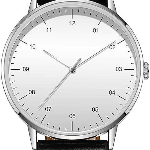 Men’s Minimalist Watch with Silver Case and Black Strap