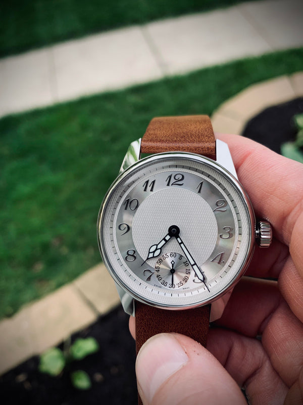 Men’s Silver Analog Watch with Brown Leather Band – Classic Dress Timepiece