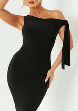 Everlyn Black Tie Shoulder Super Soft Midi Dress