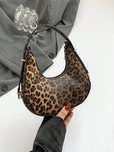 Leopard Print Crescent Shoulder Bag, Street Style, Trendy
