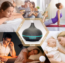 SKY-TOUCH Essential Oil Diffuser, 550ml Oil Diffuser with 4 Timer, Aromatherapy Diffuser with Auto Shut-off Function, Cool Mist Humidifier BPA-Free for Bedroom Home (Dark Brown)