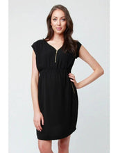 Cap Sleeve Black Zip Nursing Dress - BEAUTY BAR