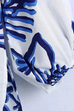 Christa White Patterned Floral V-NeckLong Sleeve Shirt - BEAUTY BAR