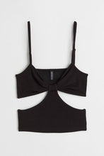 H&M Crinkled Cut-Out Top Black - BEAUTY BAR