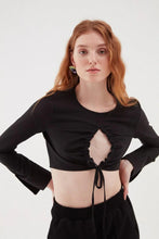 H&M Pleated Crop Blouse Black - BEAUTY BAR