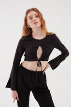 H&M Pleated Crop Blouse Black - BEAUTY BAR